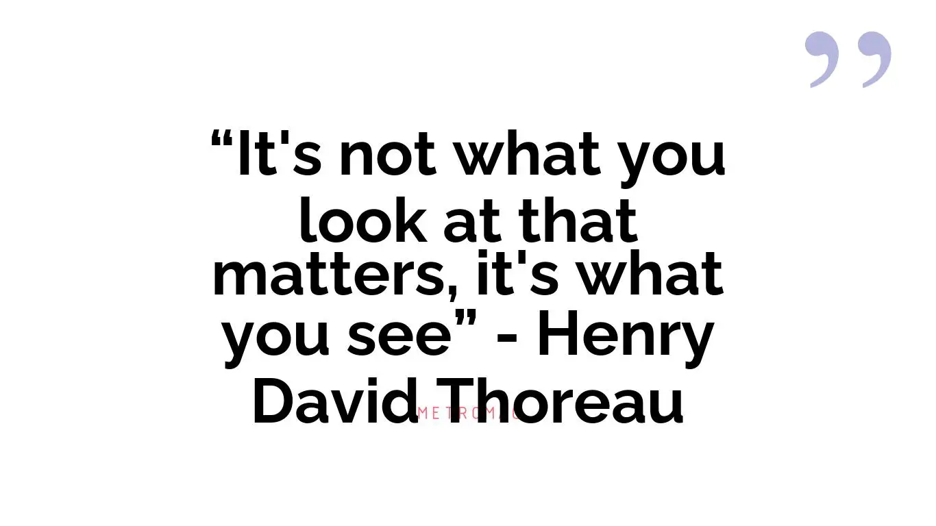 “It's not what you look at that matters, it's what you see” - Henry David Thoreau