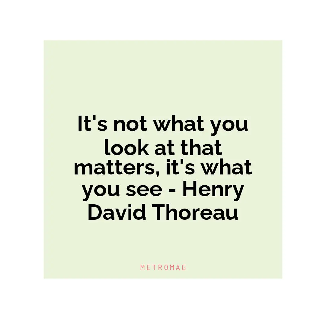It's not what you look at that matters, it's what you see - Henry David Thoreau