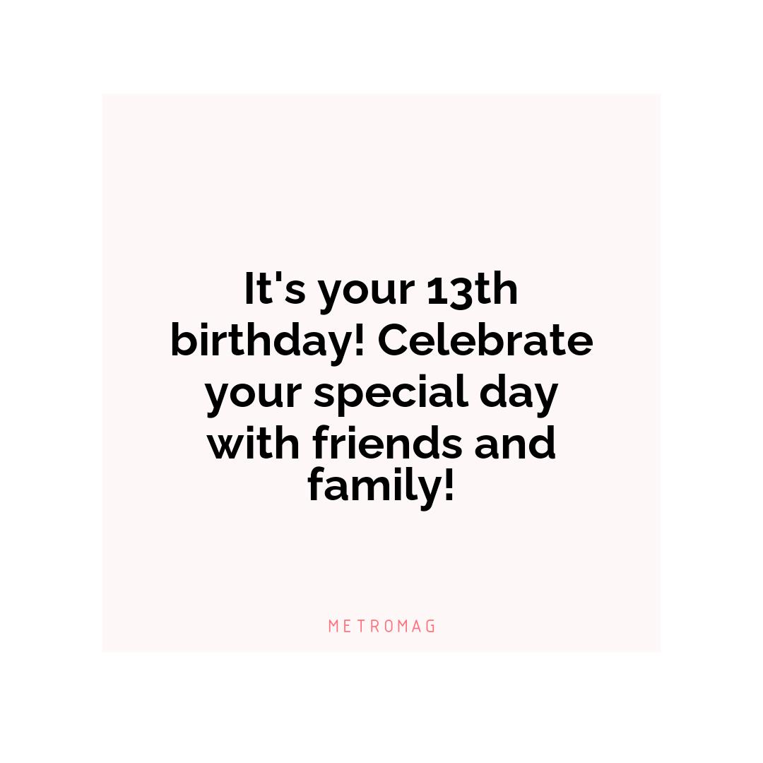 It's your 13th birthday! Celebrate your special day with friends and family!