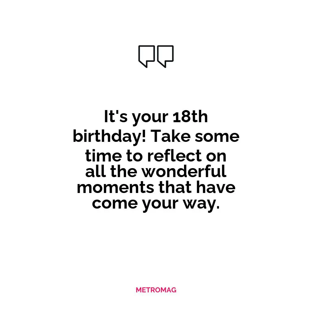 It's your 18th birthday! Take some time to reflect on all the wonderful moments that have come your way.