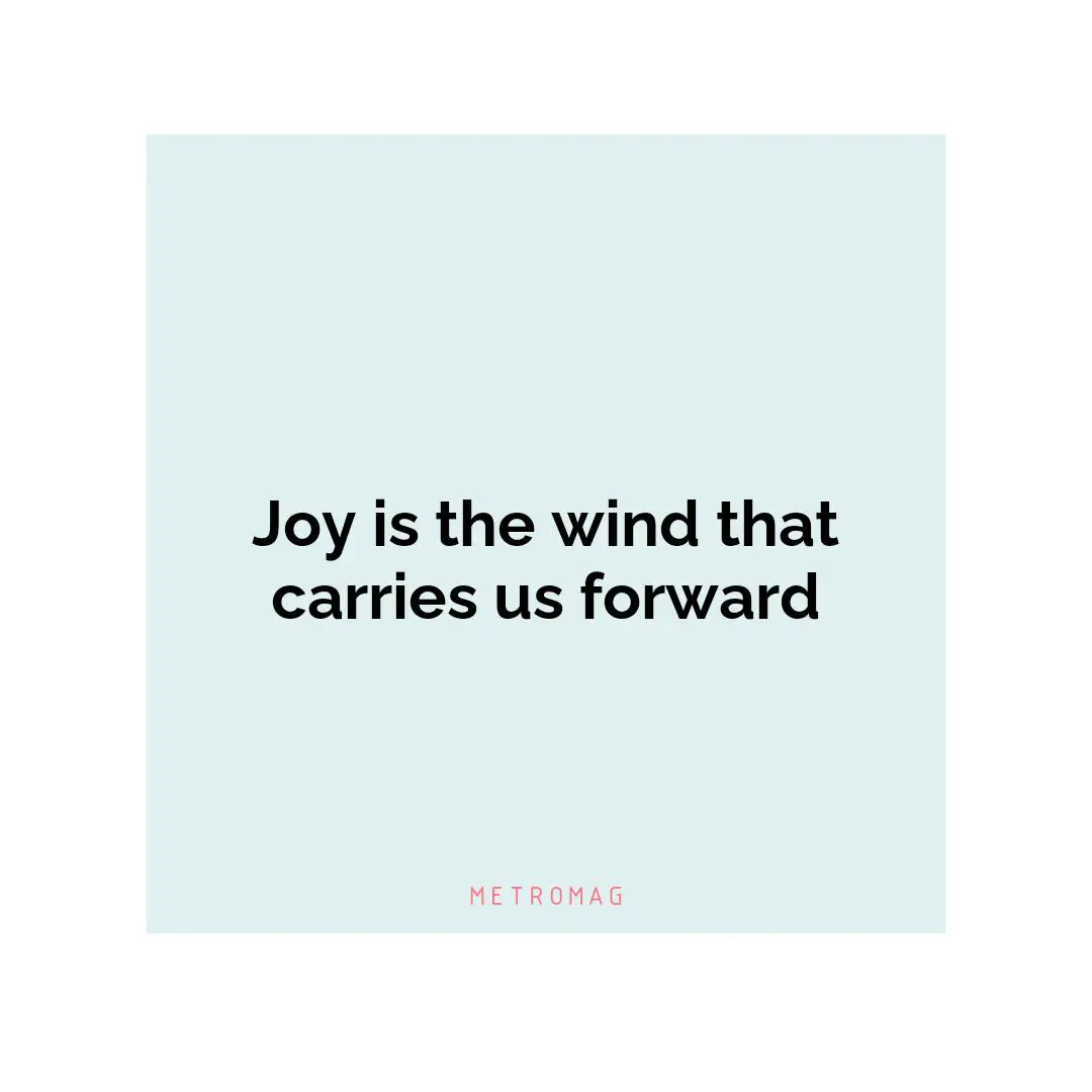 Joy is the wind that carries us forward