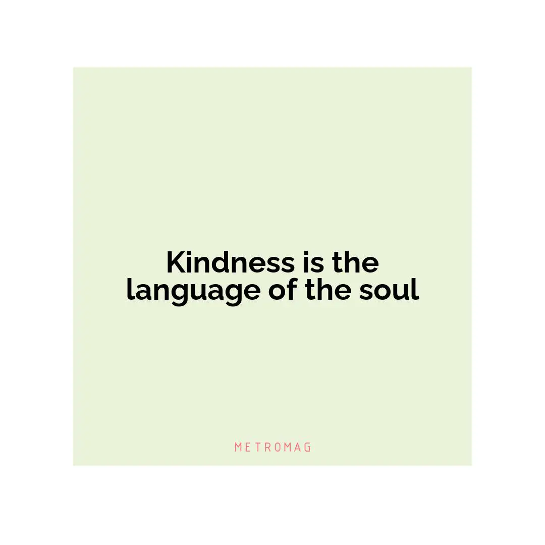 Kindness is the language of the soul