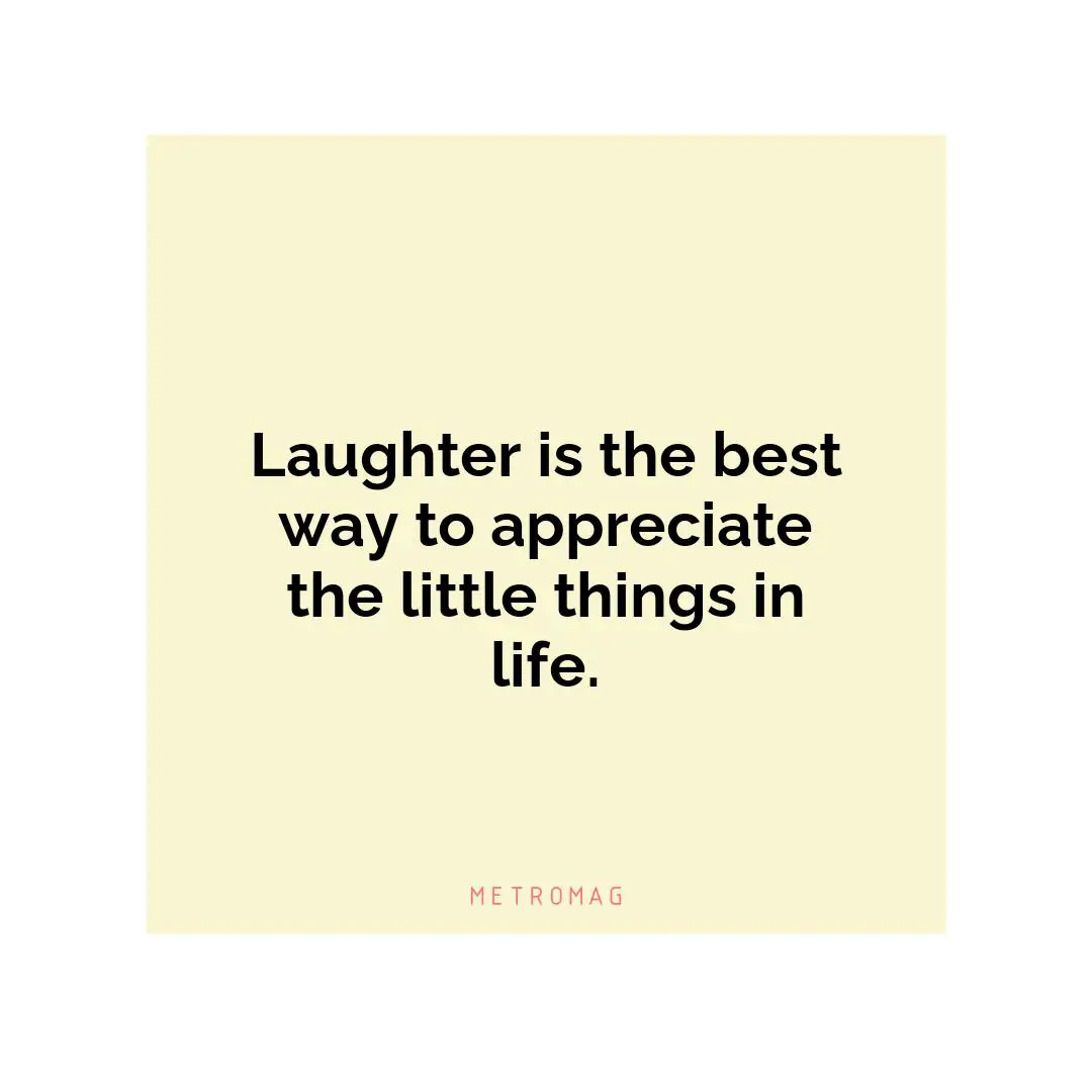 Laughter is the best way to appreciate the little things in life.