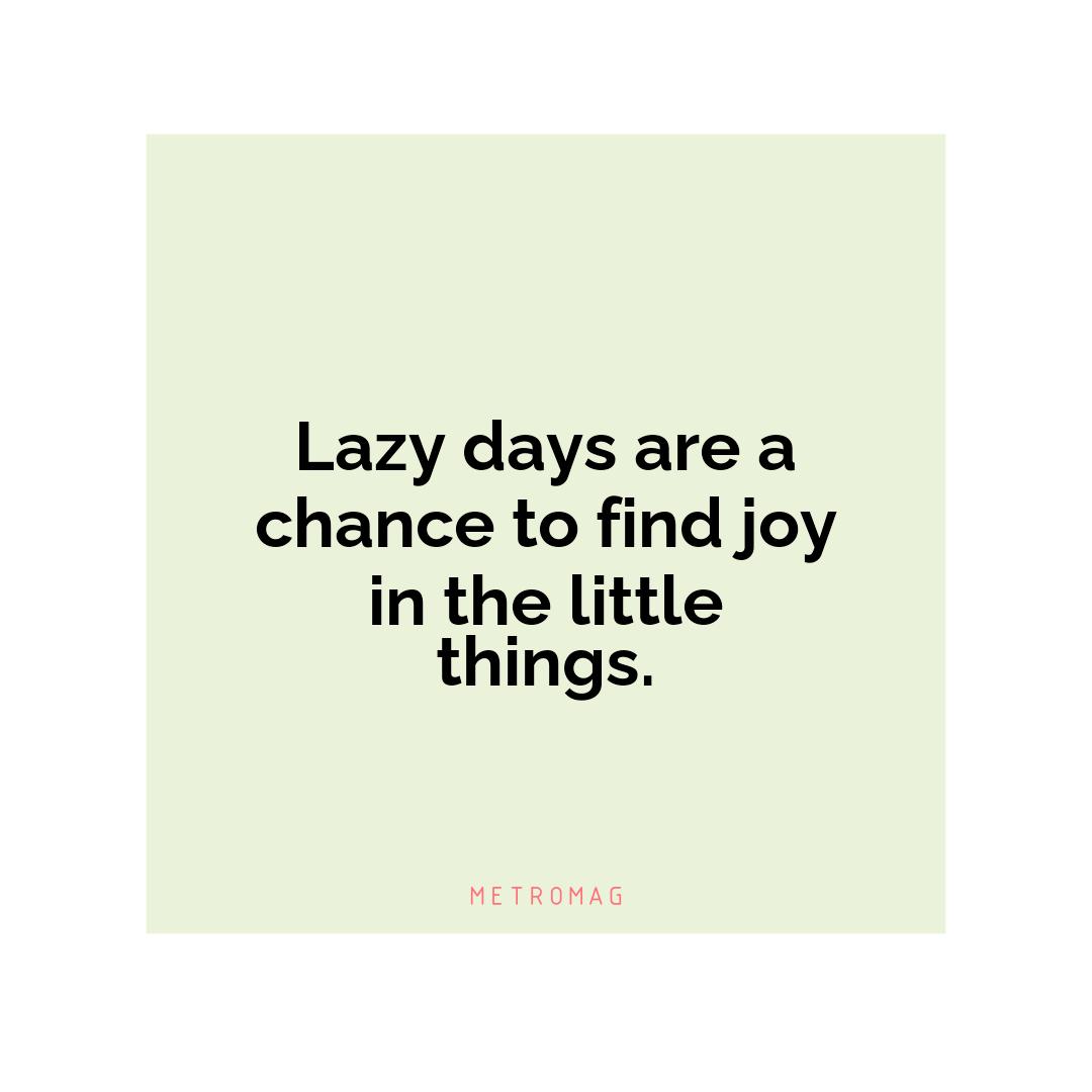 Lazy days are a chance to find joy in the little things.