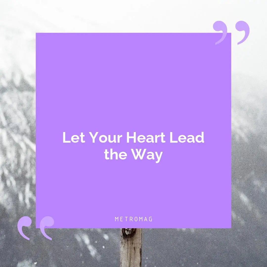 Let Your Heart Lead the Way