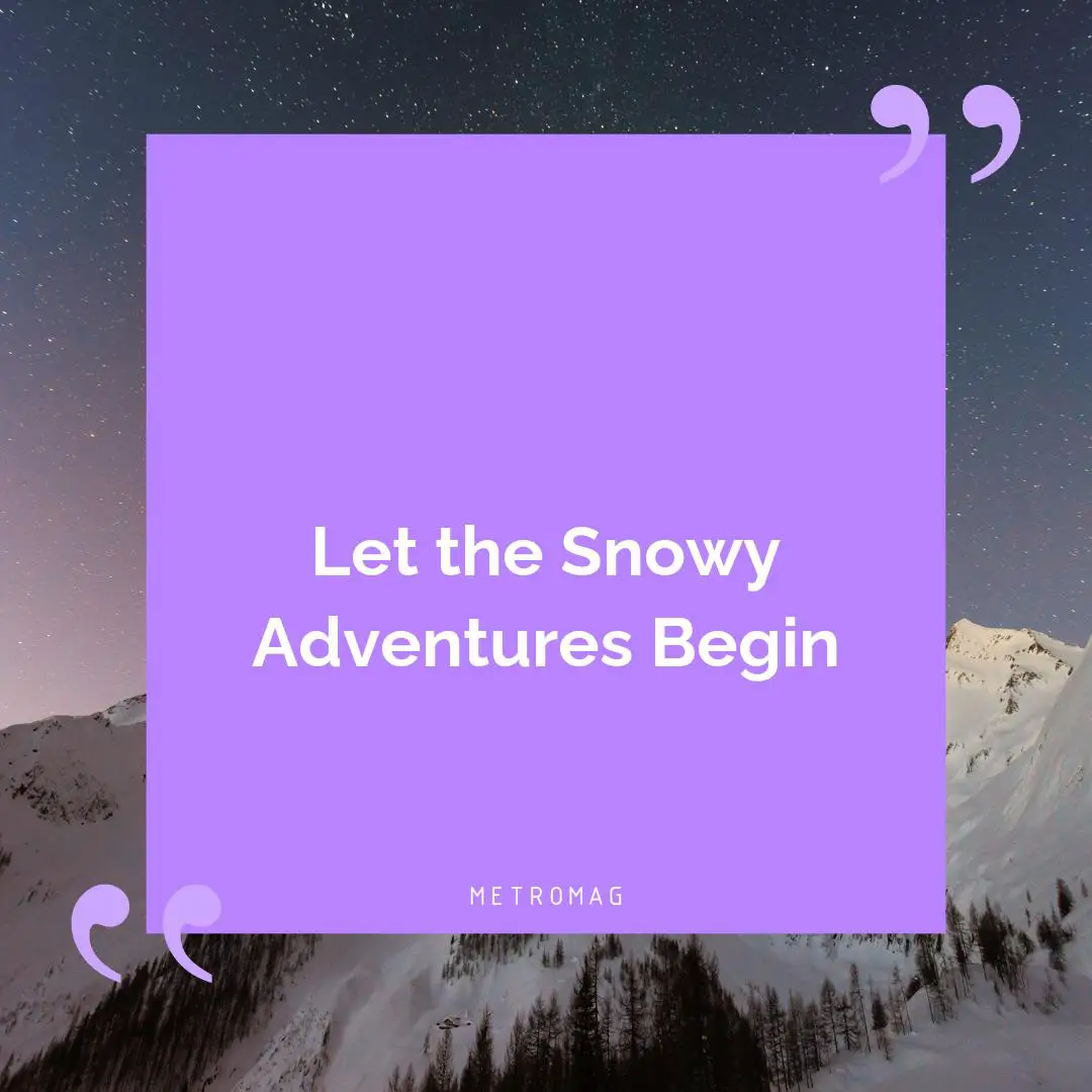 Let the Snowy Adventures Begin