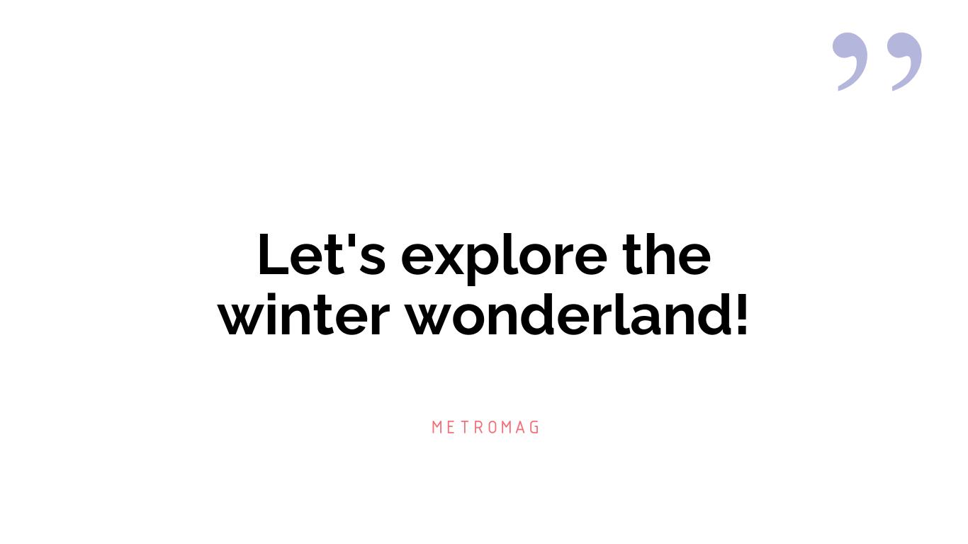 Let's explore the winter wonderland!