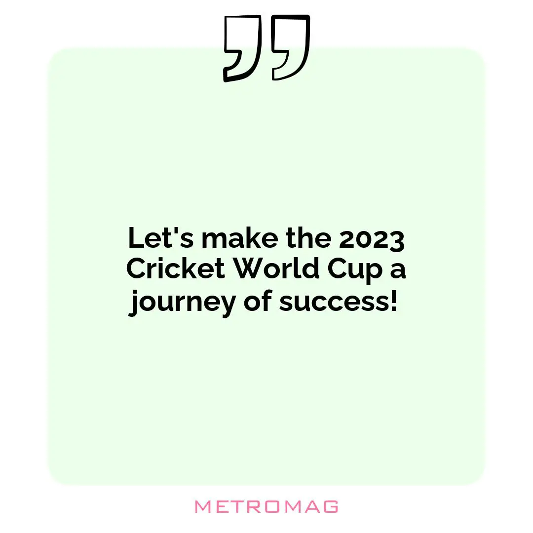 Let's make the 2023 Cricket World Cup a journey of success!