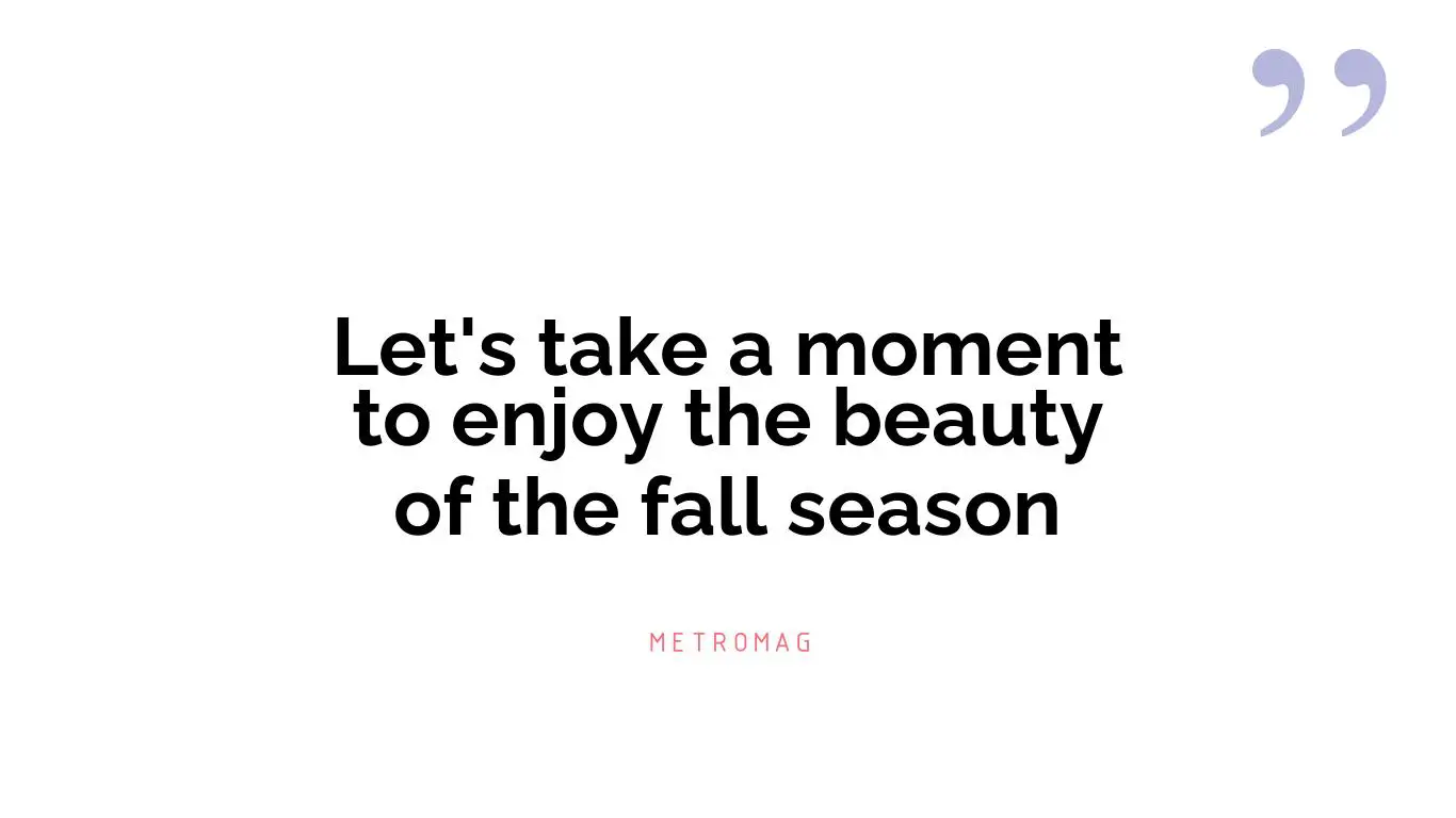 Let's take a moment to enjoy the beauty of the fall season