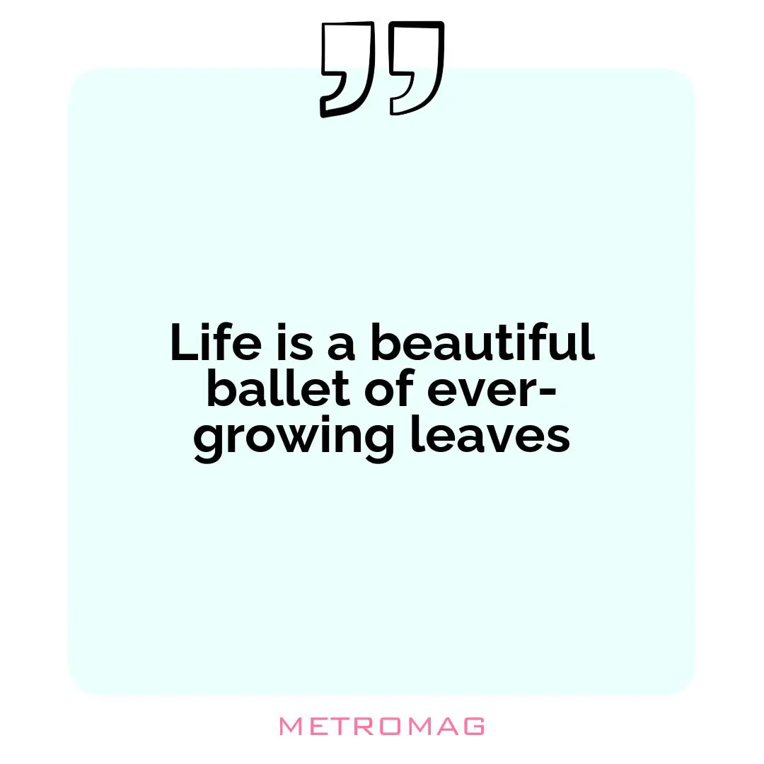 Life is a beautiful ballet of ever-growing leaves
