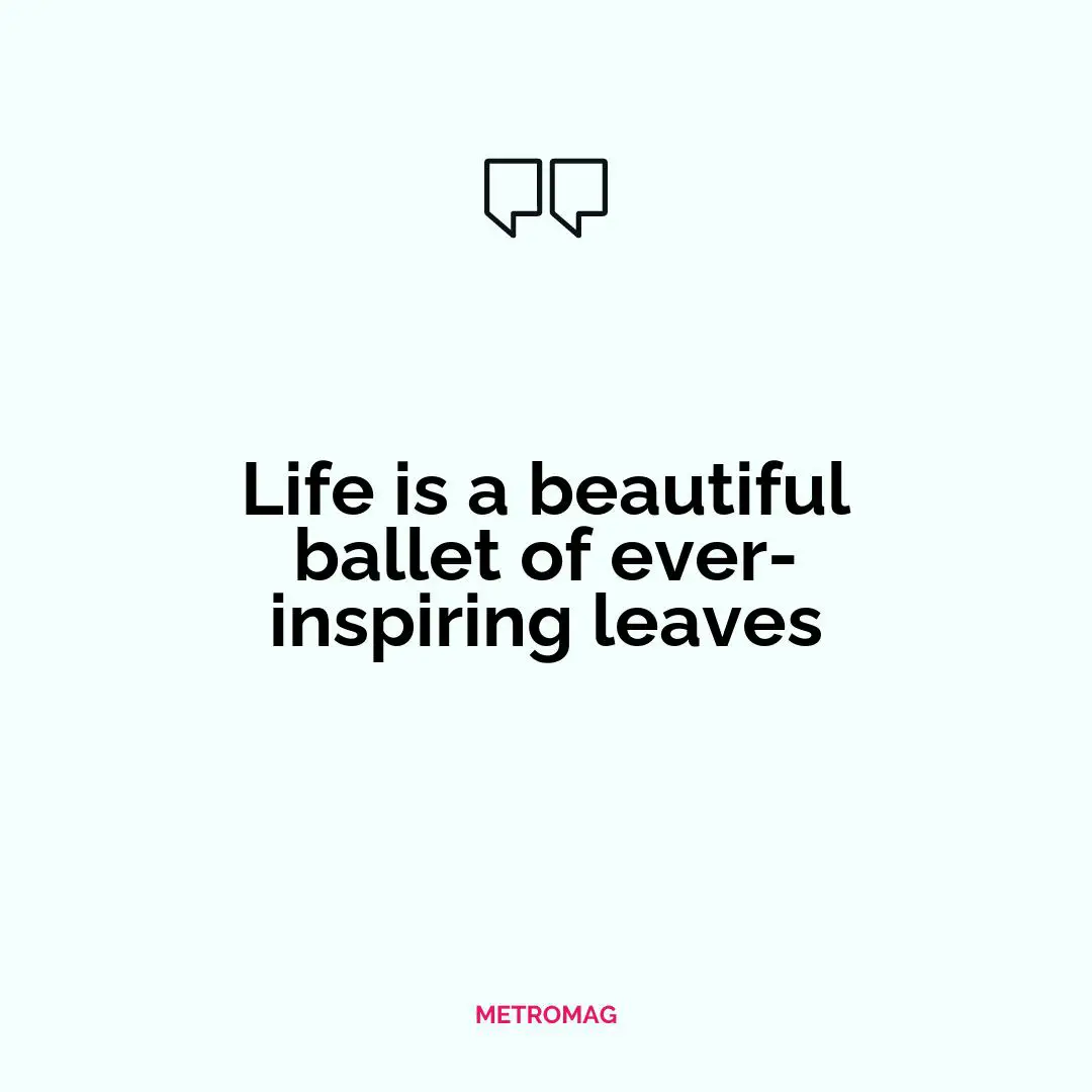 Life is a beautiful ballet of ever-inspiring leaves
