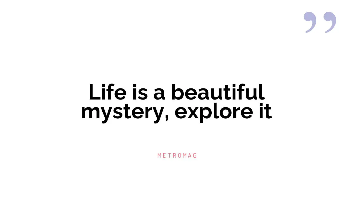Life is a beautiful mystery, explore it