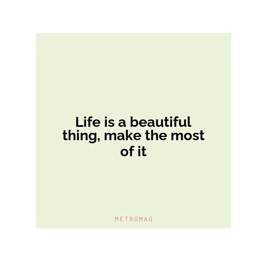 Life is a beautiful thing, make the most of it