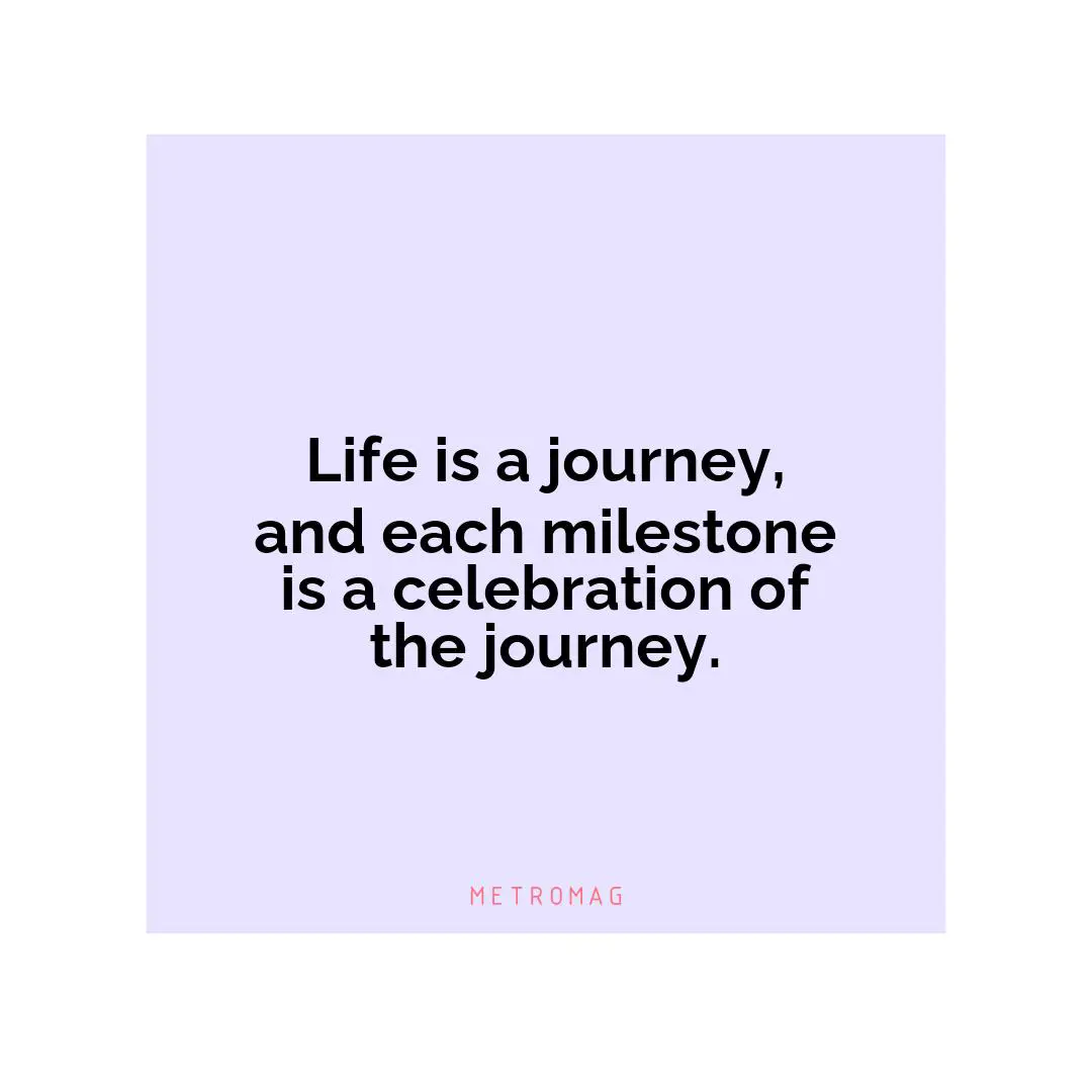 Life is a journey, and each milestone is a celebration of the journey.