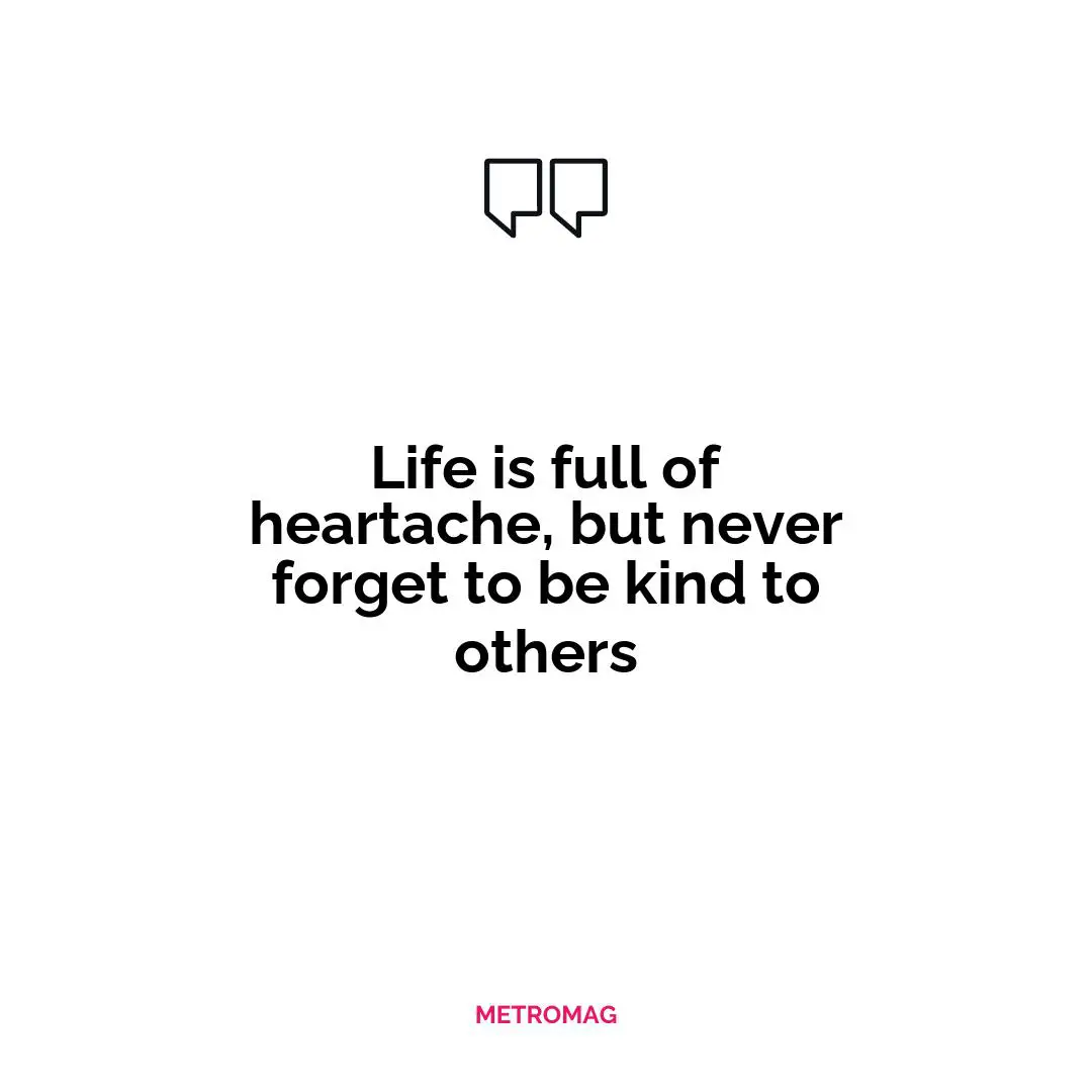 Life is full of heartache, but never forget to be kind to others