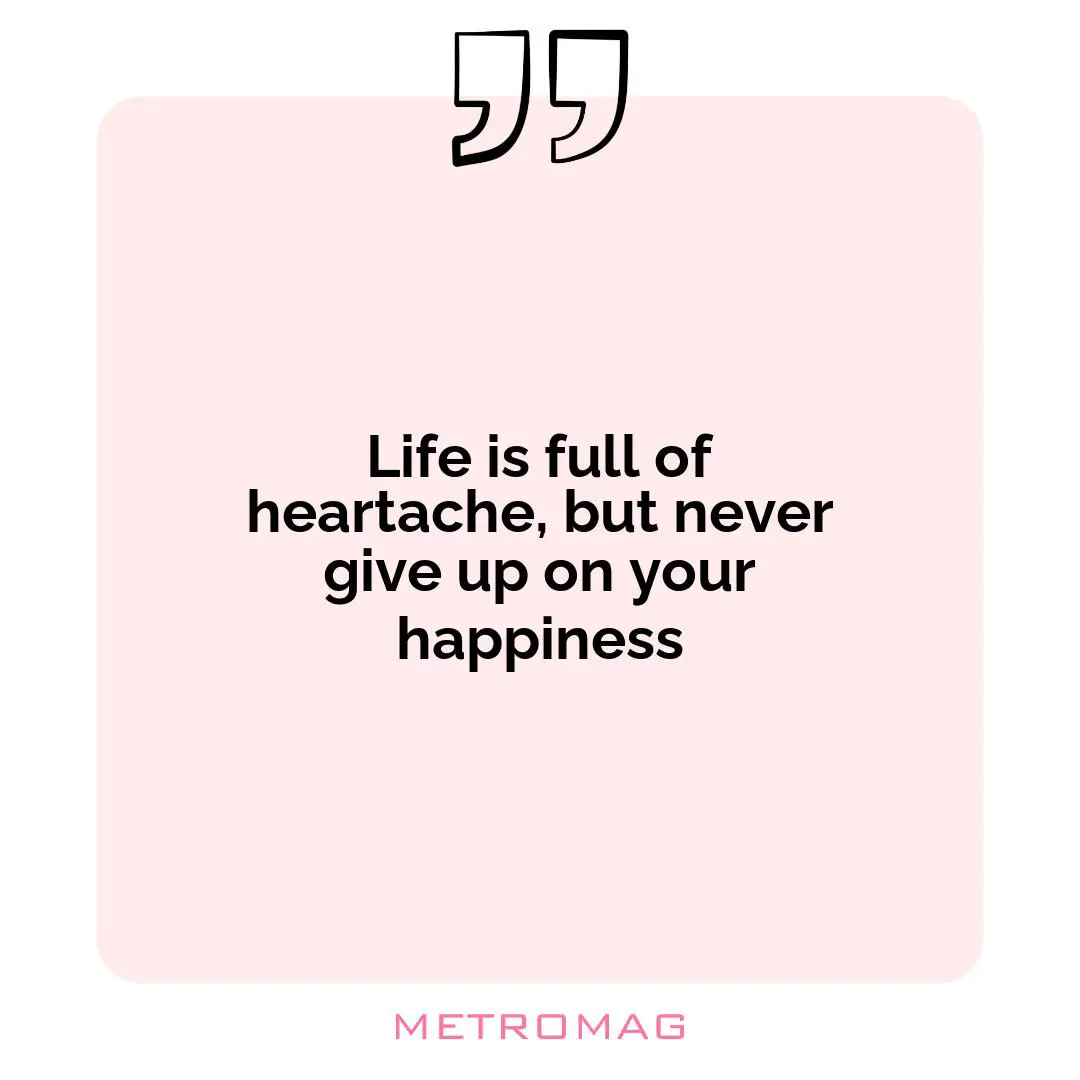 Life is full of heartache, but never give up on your happiness