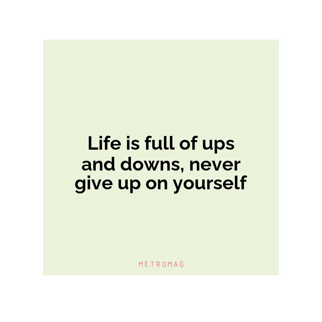 Life is full of ups and downs, never give up on yourself