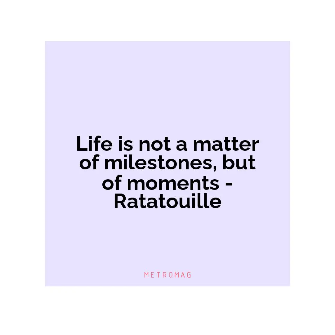 Life is not a matter of milestones, but of moments - Ratatouille