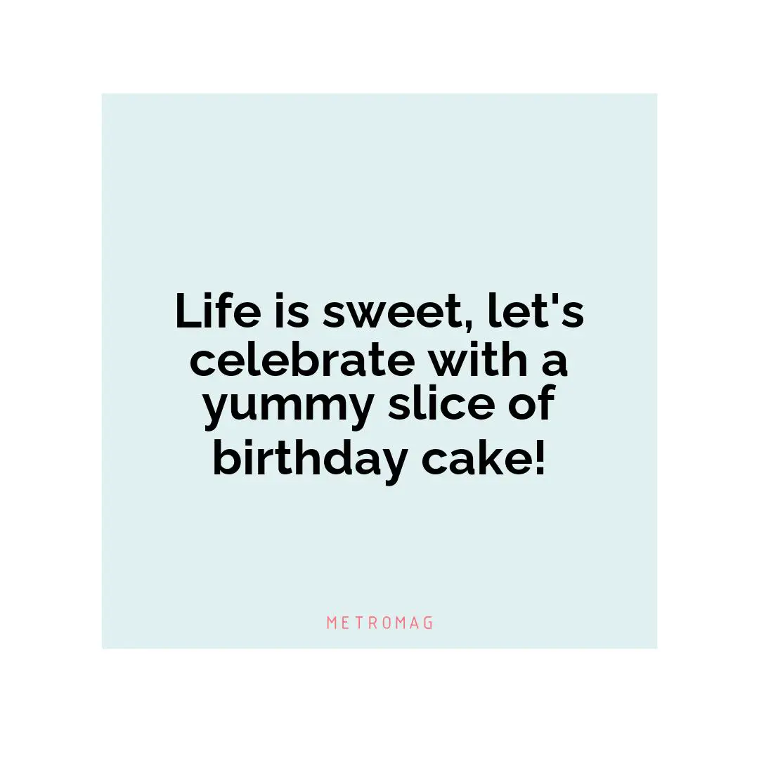 Life is sweet, let's celebrate with a yummy slice of birthday cake!