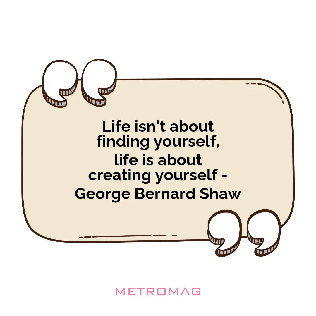 Life isn't about finding yourself, life is about creating yourself - George Bernard Shaw