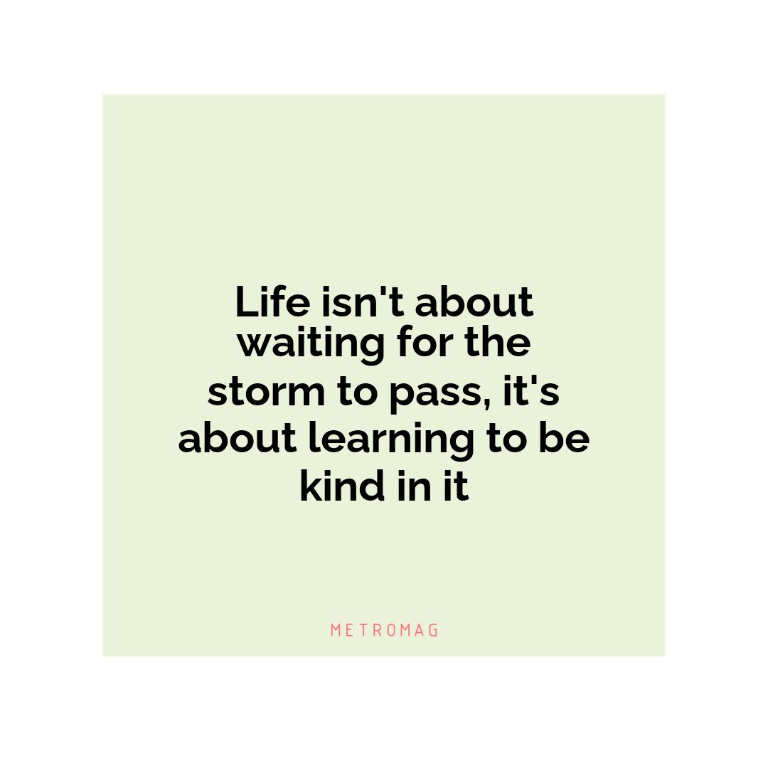 Life isn't about waiting for the storm to pass, it's about learning to be kind in it