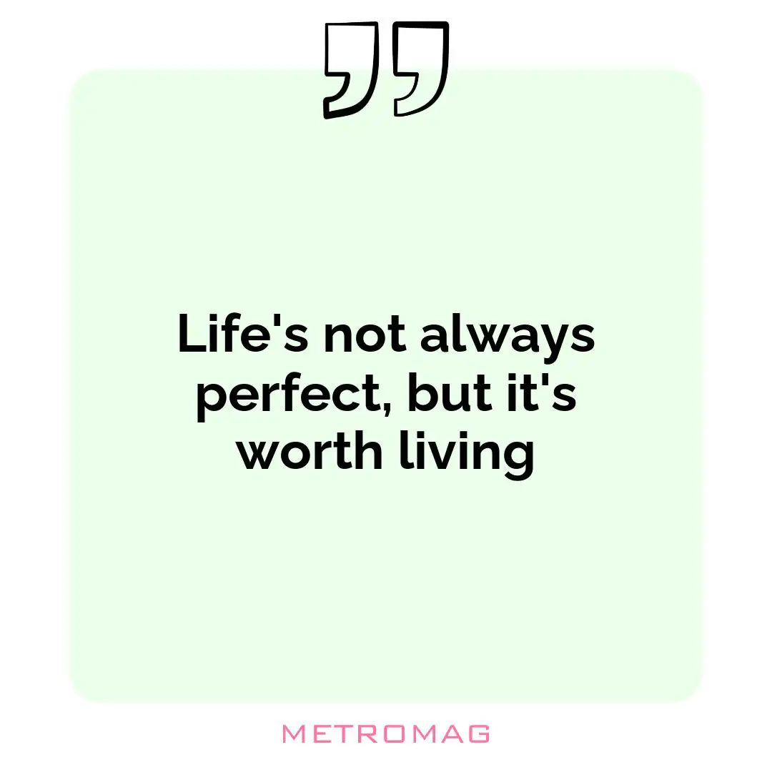 Life's not always perfect, but it's worth living