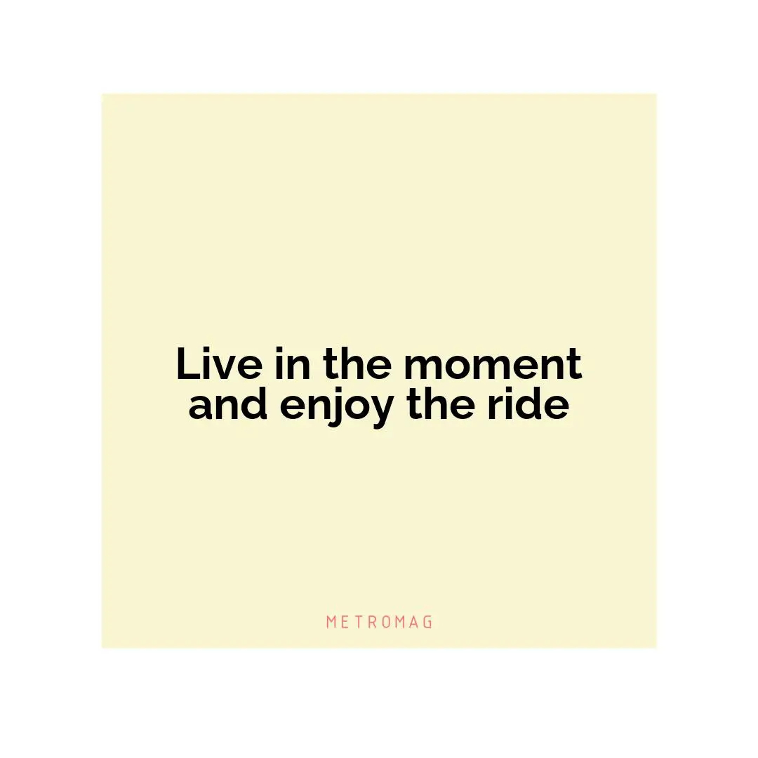 Live in the moment and enjoy the ride