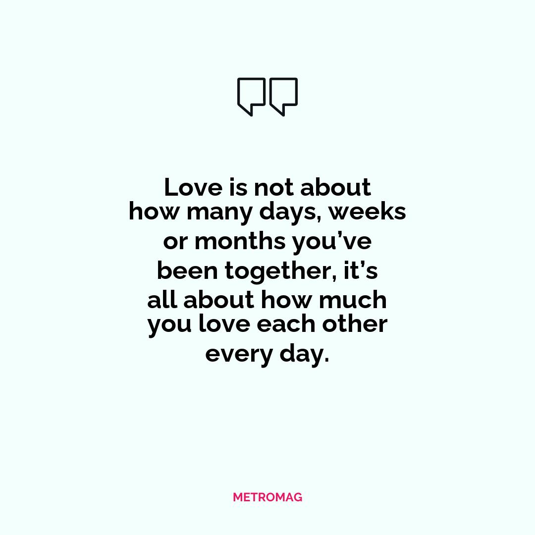 Love is not about how many days, weeks or months you’ve been together, it’s all about how much you love each other every day.