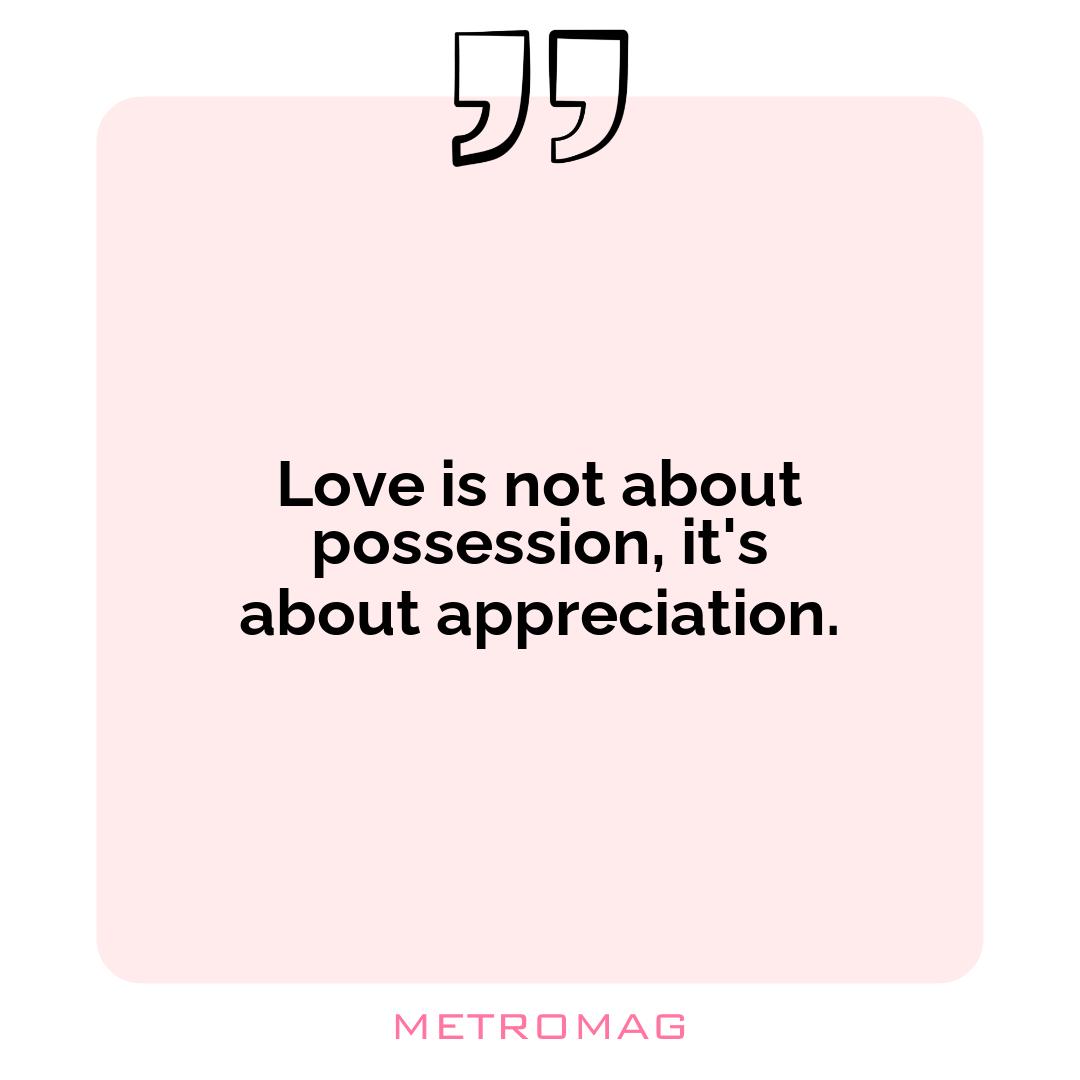 Love is not about possession, it's about appreciation.