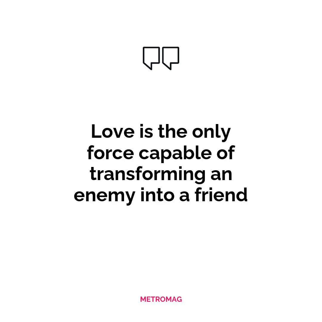 Love is the only force capable of transforming an enemy into a friend