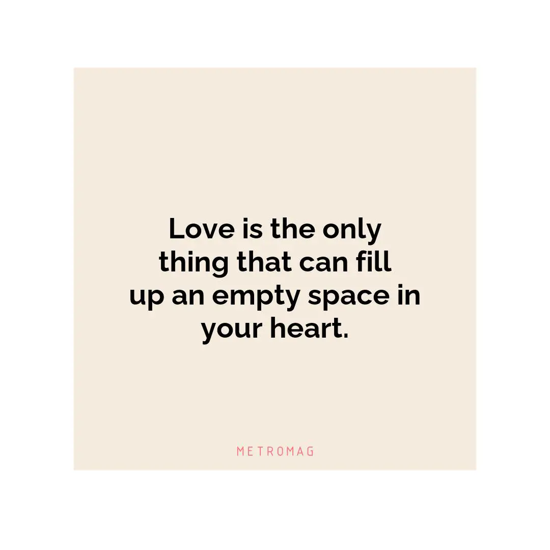 Love is the only thing that can fill up an empty space in your heart.