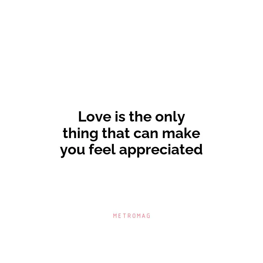 Love is the only thing that can make you feel appreciated