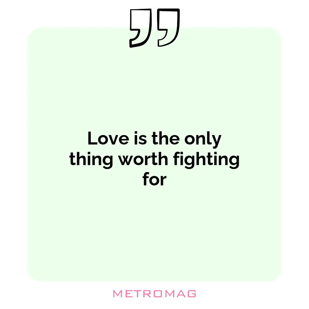 Love is the only thing worth fighting for
