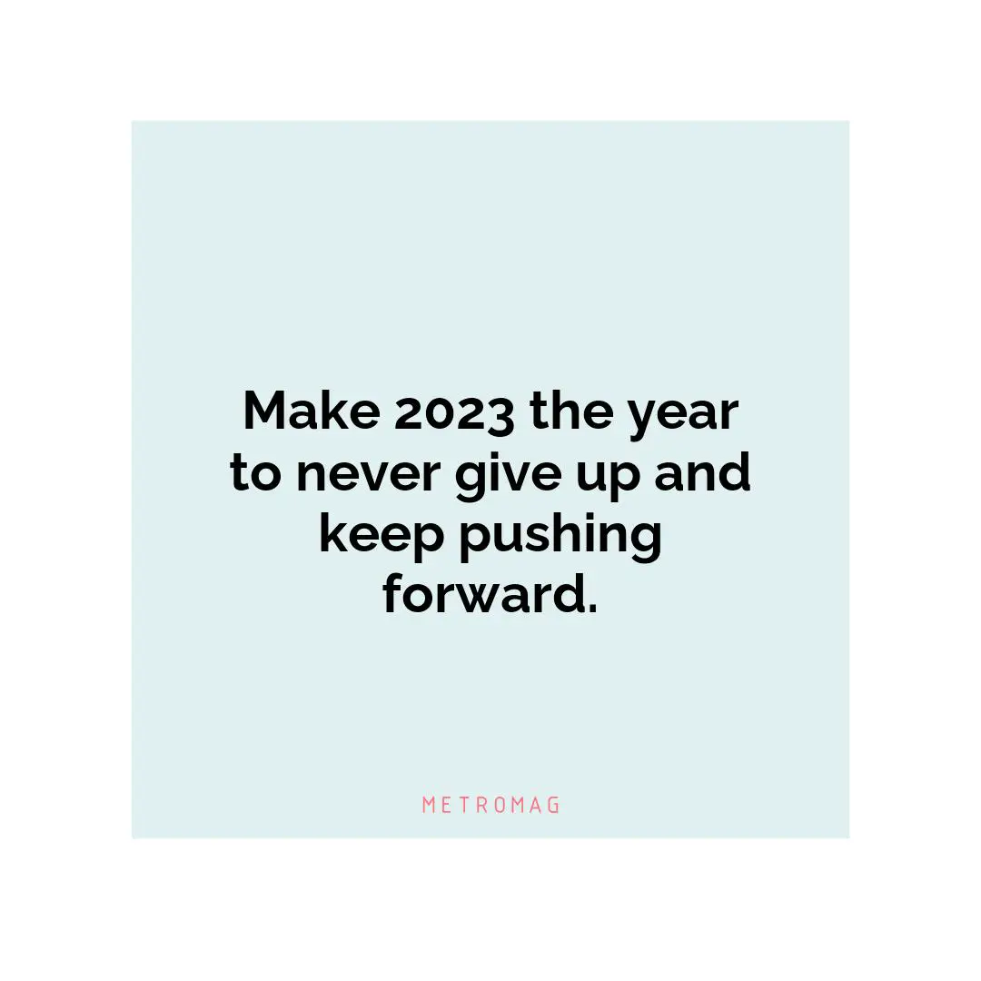 Make 2023 the year to never give up and keep pushing forward.