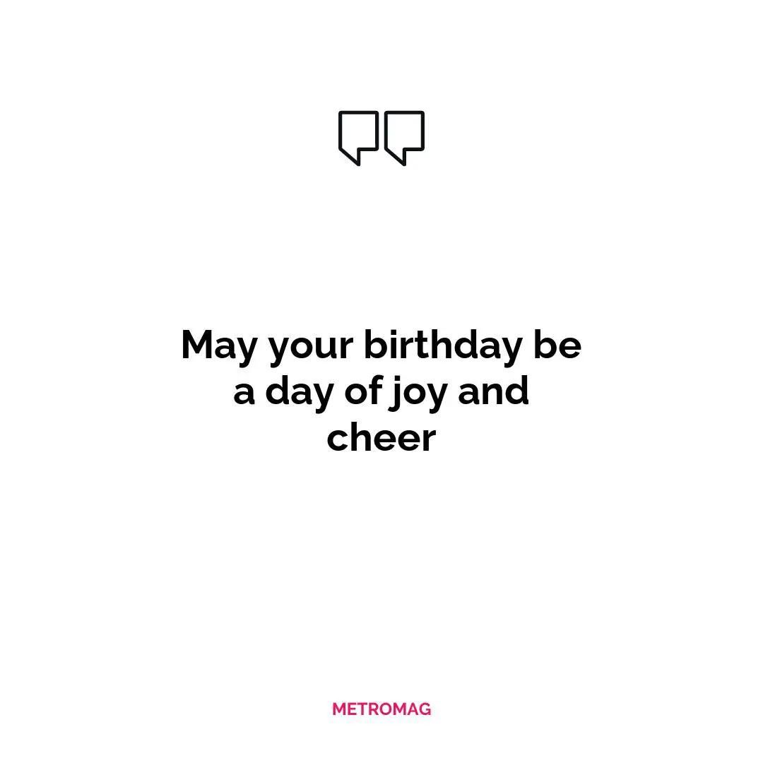 May your birthday be a day of joy and cheer