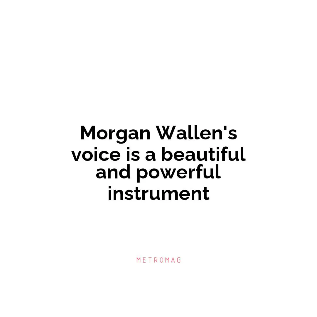 Morgan Wallen's voice is a beautiful and powerful instrument