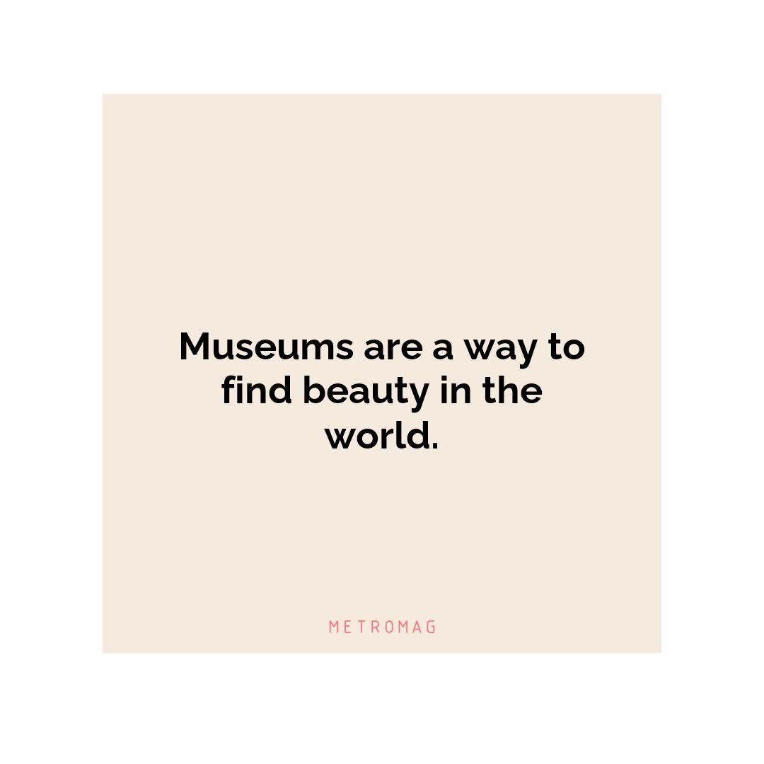 Museums are a way to find beauty in the world.
