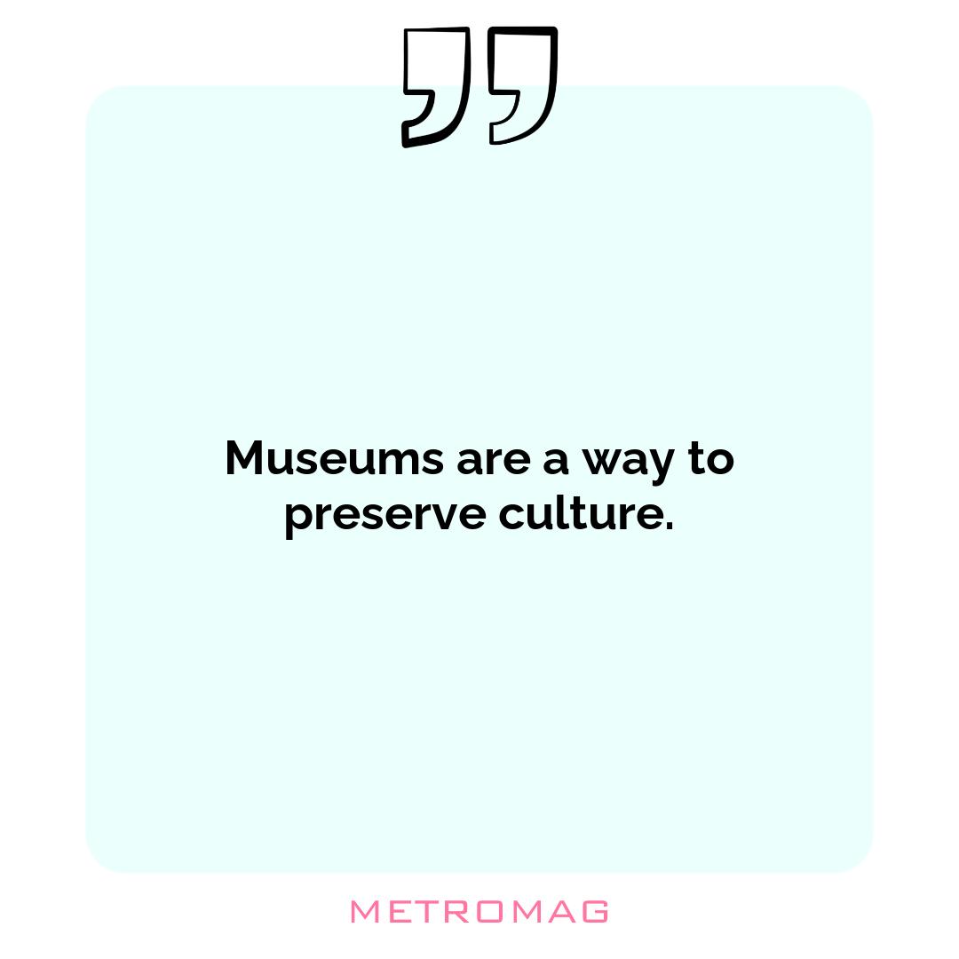 Museums are a way to preserve culture.