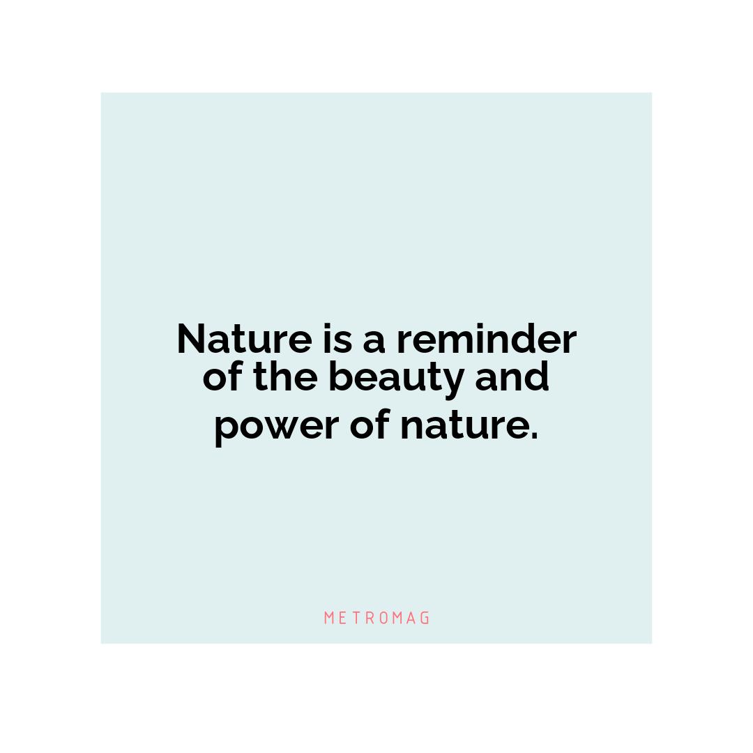 Nature is a reminder of the beauty and power of nature.