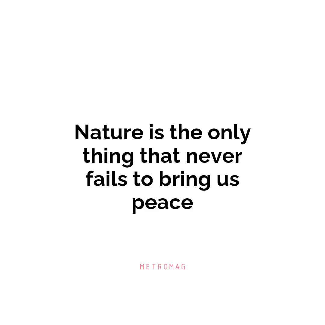 Nature is the only thing that never fails to bring us peace
