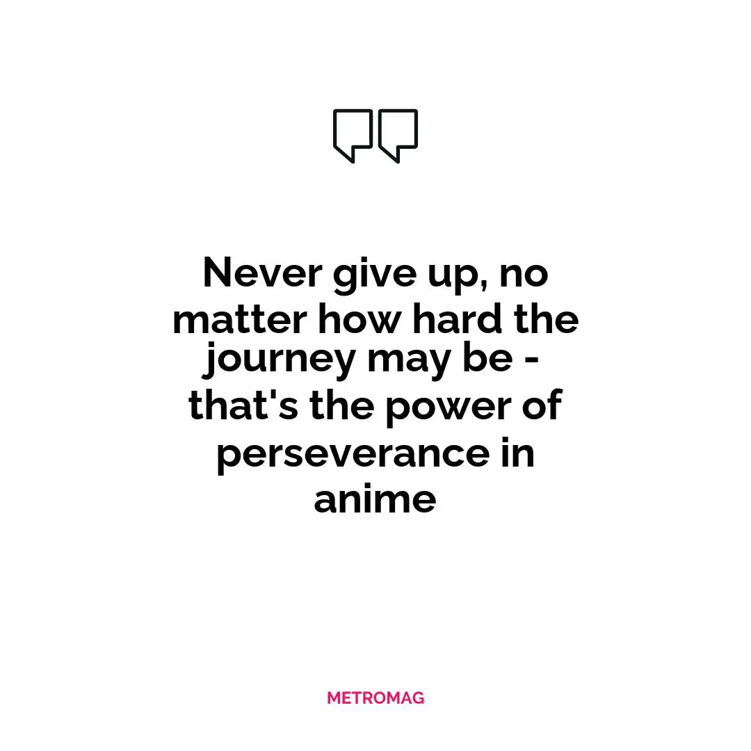Never give up, no matter how hard the journey may be - that's the power of perseverance in anime