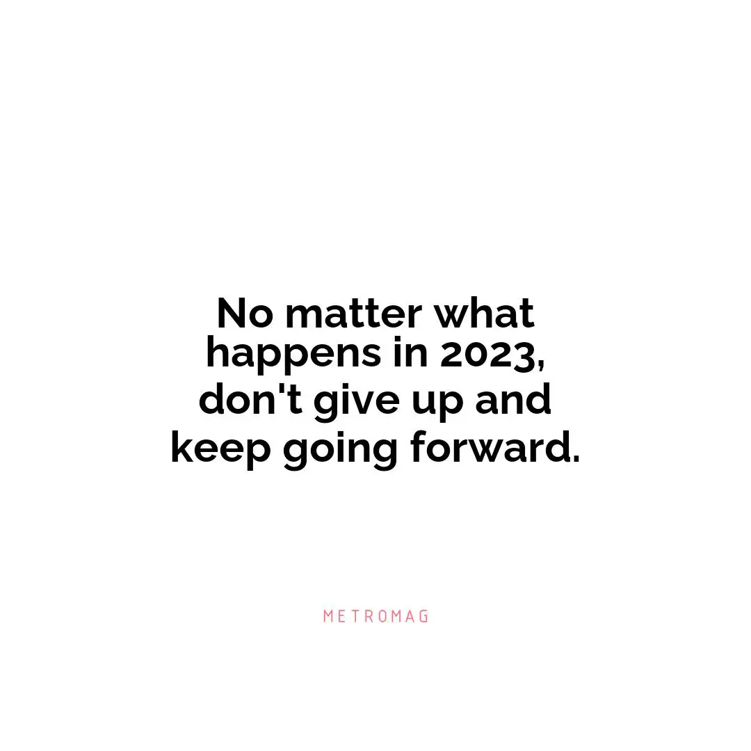 No matter what happens in 2023, don't give up and keep going forward.