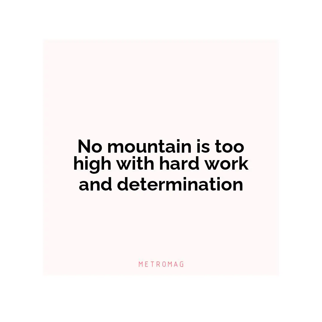 No mountain is too high with hard work and determination