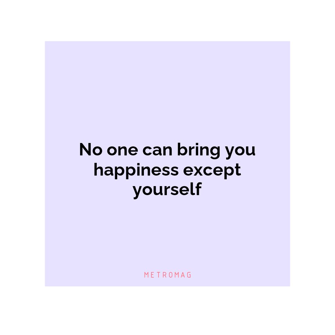 No one can bring you happiness except yourself