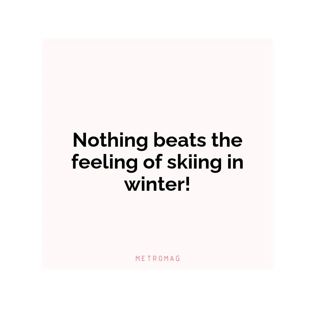 Nothing beats the feeling of skiing in winter!