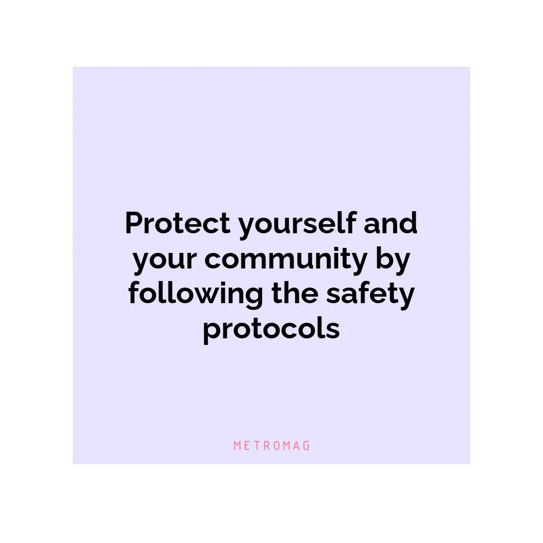 Protect yourself and your community by following the safety protocols