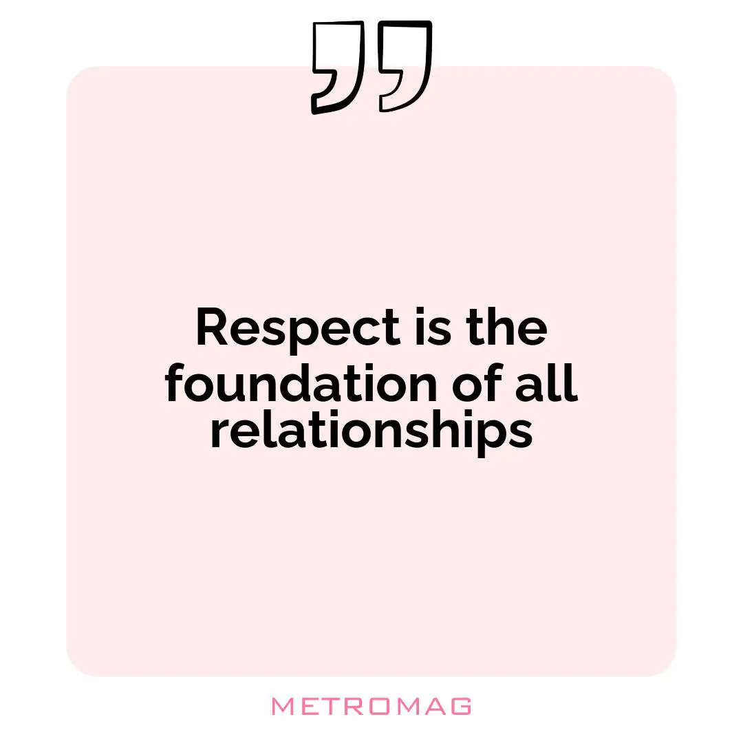 Respect is the foundation of all relationships