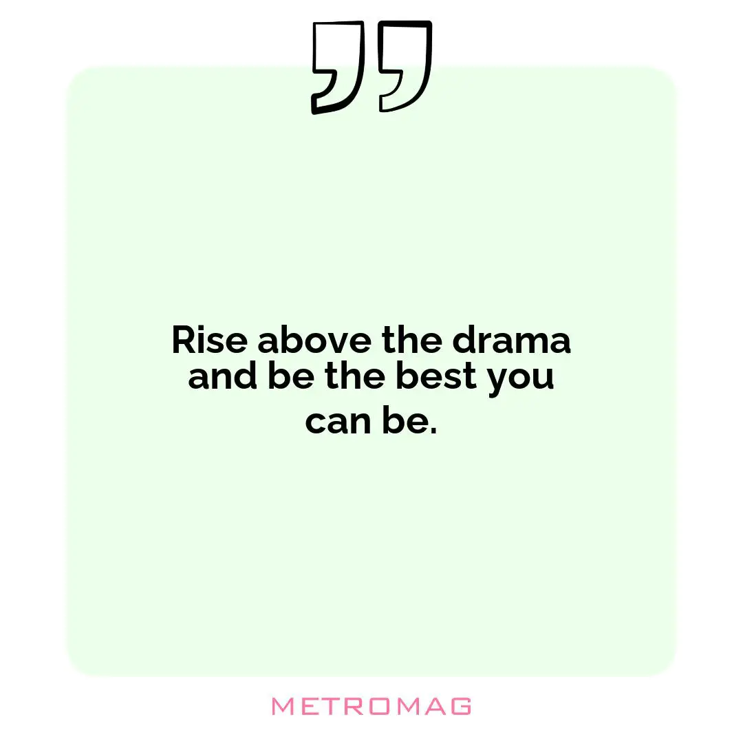 Rise above the drama and be the best you can be.