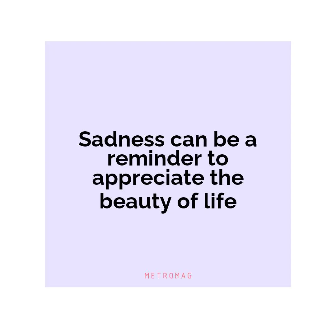 Sadness can be a reminder to appreciate the beauty of life