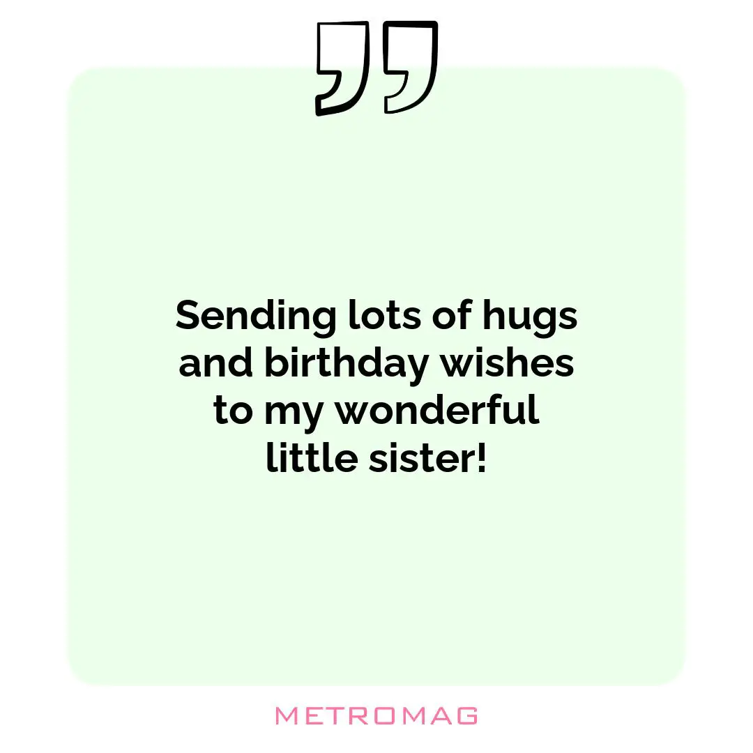 Sending lots of hugs and birthday wishes to my wonderful little sister!